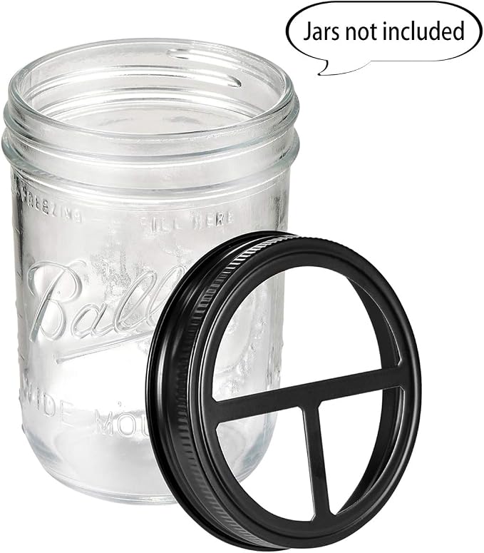 SheeChung 2 Pack Mason Jar Toothbrush Holder Lids, Wide Mouth ONLY, Black | Rustproof 304 Stainless Steel, for Ball Mason Jar or Any Pint, Western Rustic Farmhouse Decor, Bathroom Accessories Set