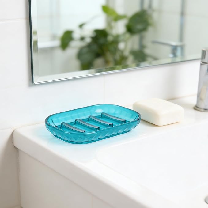 2 Pack Soap Dish Holder for Bar Soap, Bathroom Soap Dishes Bar Soap Holder | Soap Dishes Soap Saver Tray for Shower Bathroom, Kitchen Sink Soap Dish, Blue
