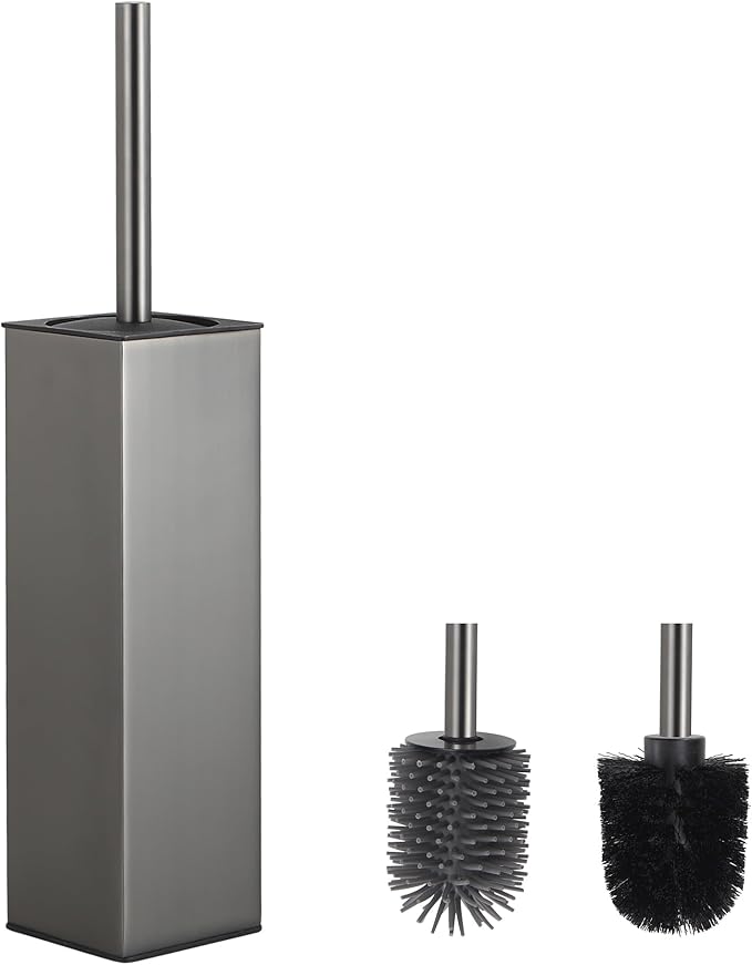 Toilet Brush and Holder Set Gun Gray Freestanding Toilet Bowl Brush for Bathroom