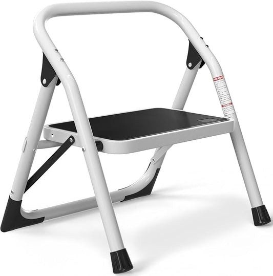1 Step Ladder,Foldable 1 Step Stool | Safety Lock;Widened Anti-Slip Steps;Space-Saving Design for Home and Kitchen Use