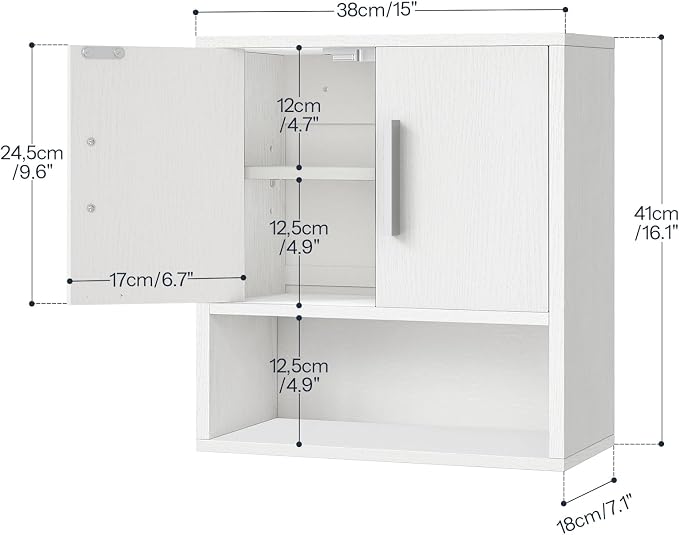 HOOBRO Bathroom Wall Cabinet, Medicine Cabinet, 15 x 16.1 Bathroom Wall Cabinet with Adjustable Shelf, Over The Toilet Wall Bathroom Storage Cabinet for Bathroom, Bedroom, White