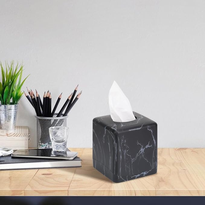 MOCHTERO Marble Pattern Square Tissue Box Cover,Modern Tissue Holders Decor,for Bathrooms, Bedroom, Dinner Table, Office