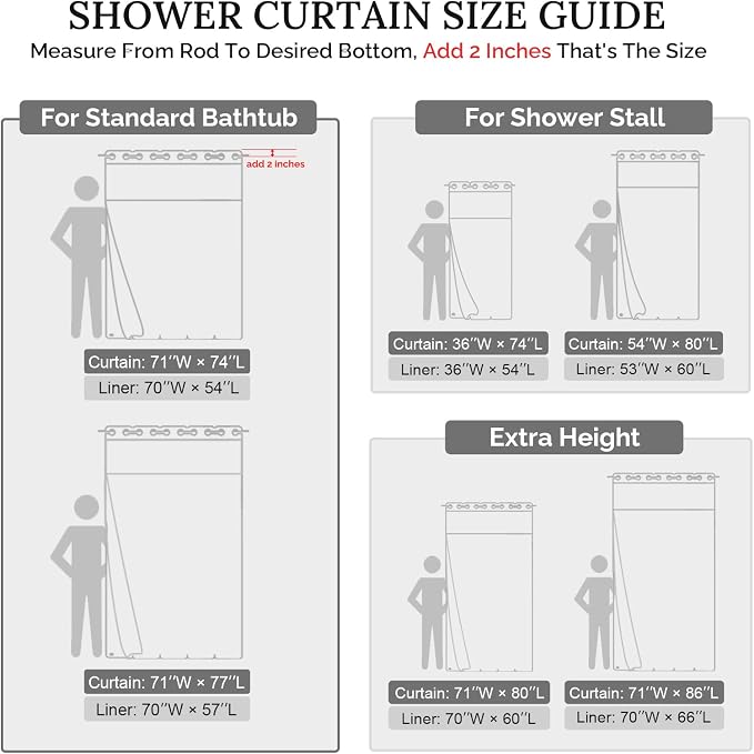 River Dream Farmhouse No Hooks Shower Curtain with Snap-in Liner,Grey,71x86 | Snap on Fabric Liner,Heavy Duty,Quick Dry,Mesh Top Window,With Bottom Magnets,Washable,with Tassels,Extra Long Size