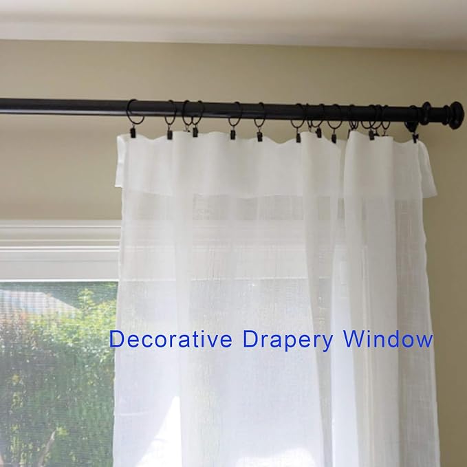LLPJS 100 Pack Curtain Rings with Clips, Curtain Clip Rings Hooks, Bow Hanger Clips for Hanging Drapery Drapes Bows, Ring 1.26 inch Interior Diameter, Fits up to 1" Rod, Black
