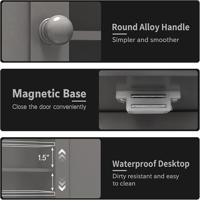 TaoHFE Grey Bathroom Cabinet,Bathroom Wall Cabinet with 2 Door | Adjustable Shelves,Over The Toilet Storage Cabinet,Bathroom Cabinet Wall Mounted,Medicine Cabinets for Laundry Room Kitchen