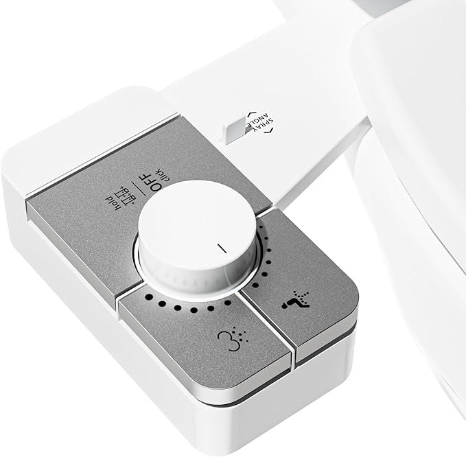 SAMODRA Bidet Attachment for Toilet, Non-Electric Fresh Cold Water Bidet Toilet with Angle Control Dual Nozzle, Adjustable Water Pressure & Self Cleaning Nozzle (1 Unit, Silver)