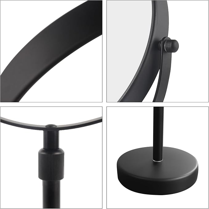 Nicesail Taller Tabletop Makeup Mirror, 8 Inch 5X Magnified, Matte Black | Higher, Countertop Standing, 15in-19in Height Adjustable, Double Sided Mirror, 5X Magnifying Desk Vanity Make up Table Mirror