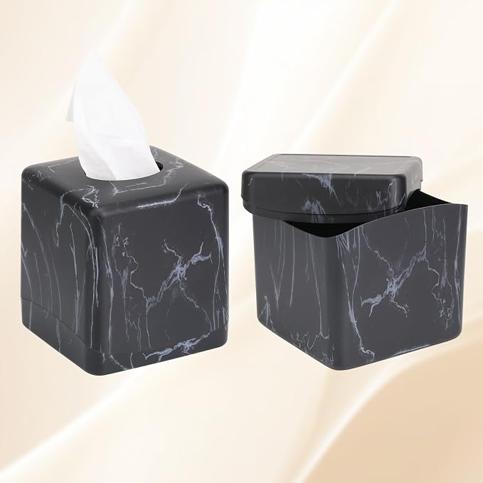 MOCHTERO Marble Pattern Square Tissue Box Cover,Modern Tissue Holders Decor,for Bathrooms, Bedroom, Dinner Table, Office