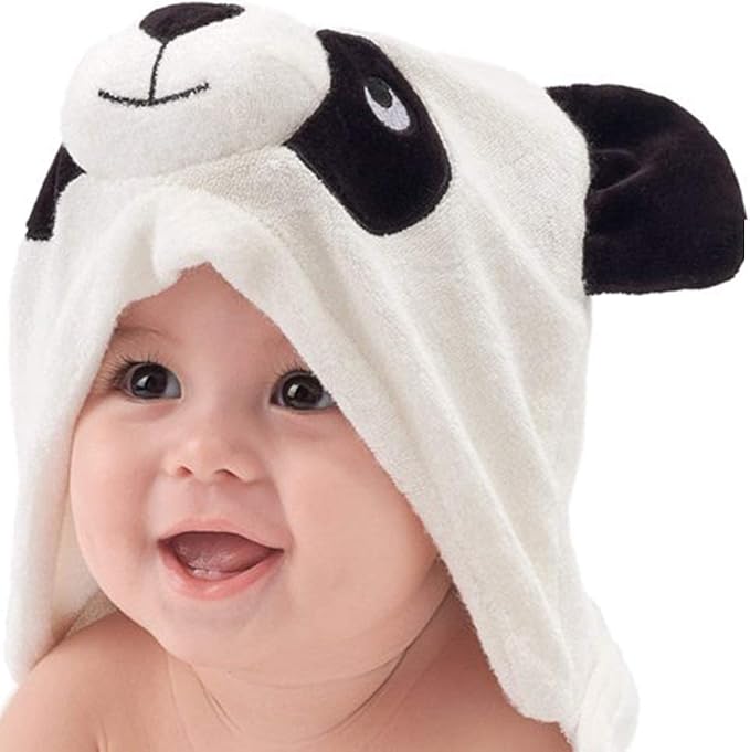 HIPHOP PANDA Ultra Soft Hooded Baby Towel - 2-Layer Thick 500GSM Absorbent | Rayon Made from Bamboo, Hooded Bath Towel for Newborn, Infant, Toddler, Baby Registry - Panda, 30x40 In