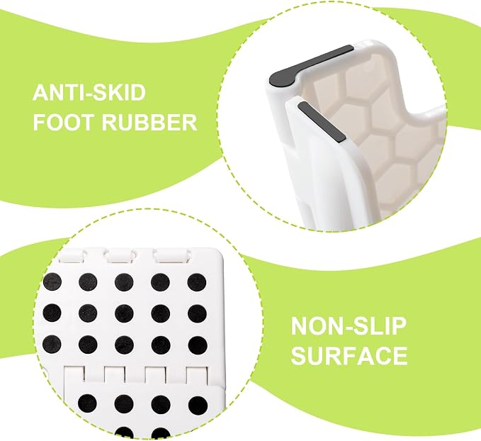 Delxo Folding Step Stool 9 inch,300Lbs Extra Wide Step Stool for Kids | Foldable Step Stool,15-Inch Extra Wide Non-Slip Foot Stools with Handle,Lightweight for Kitchen,Bathroom,Bedroom,Garden White