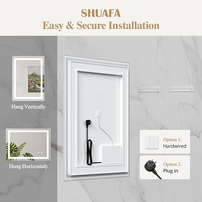 72X36 Inch LED Bathroom Mirror with Lights, Black Frame Frontlit+ Backlit Bathroom Vanity Mirror for Wall, Ultra-Clear Tempered Glass, Shatter-Proof, Anti-Fog and Memory Function, ETL Listed | Bathroom Vanity Mirror for Wall, Ultra-Clear Tempered Glass...