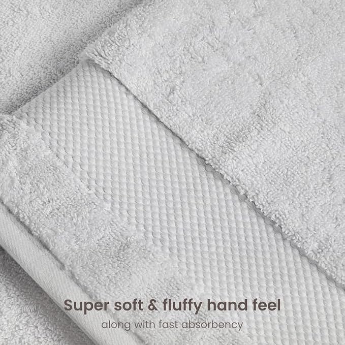 100% Organic Cotton 700 GSM Luxury Wash Cloths GOTS Certified 13" x 13" Face Towel - Silver, Pack of 12