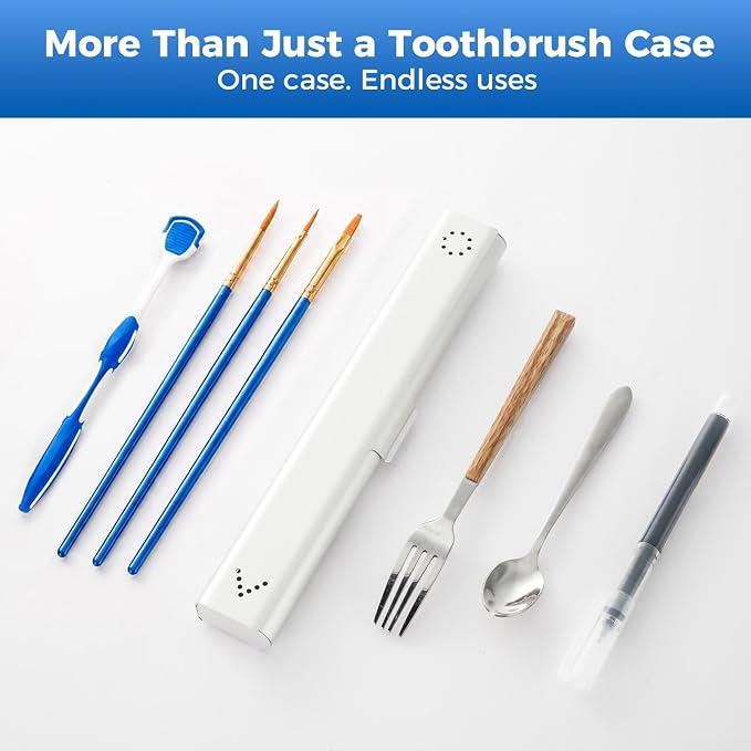 Toothbrush Travel Case Aluminum, Portable Toothbrush Holders Travel, Manual Toothbrush Case Container for Traveling, Bathroom, Camping, Business Trip-1Pack Silver