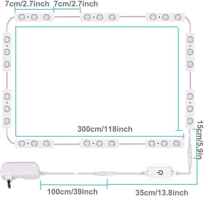 Led Vanity Mirror Lights, Hollywood Style Vanity Make Up Light, 10ft Ultra Bright White LED, Dimmable Touch Control Lights Strip, for Makeup Vanity Table & Bathroom Mirror, Mirror Not Included