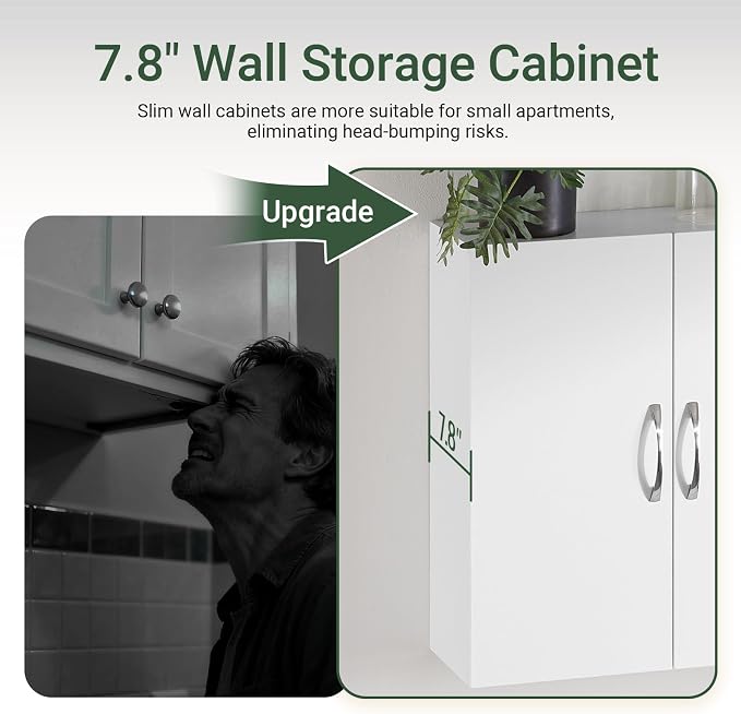 SoBuy Multifunctional Wall Mount Storage Cabinet, Wall Size, White | Wall Mount Over-Toilet Medicine Cabinet With Shelf, Multi-Purpose Storage For Kitchen Bathroom Laundry