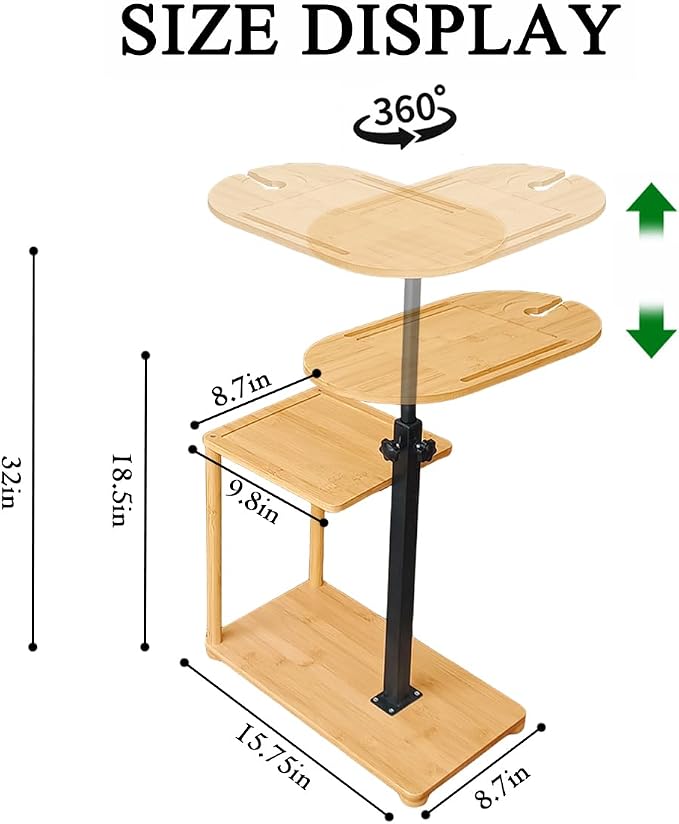 Bathtub Tray, 3 Layer Bathtub Tray Table with Adjustable Height, Enhanced Stability, Freestanding Premium Bamboo Bath Tub Tray for Spa,Bathtub, Bed, Sofa, Couch with Wine Glass Hold (3 Layer)…