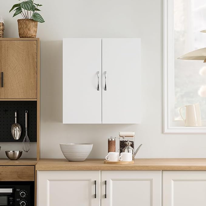 SoBuy Multifunctional Wall Mount Storage Cabinet, Wall Size, White | Wall Mount Over-Toilet Medicine Cabinet With Shelf, Multi-Purpose Storage For Kitchen Bathroom Laundry