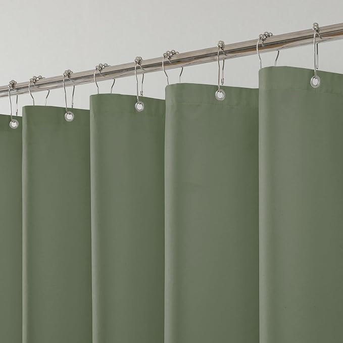 1 Pack Water-Repellent Fabric Shower Curtain Liner, 72x72 SageGreen | 100% polyester, 3 Magnets, Rustproof Grommets&Weighted Hem, quick-dry,machine washable, hotel quality for Standard bathroom