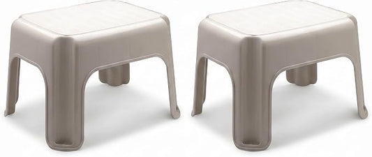 Rubbermaid 2 Pack Lightweight Slip Resistant Roughneck Tough Step Stool, Tan