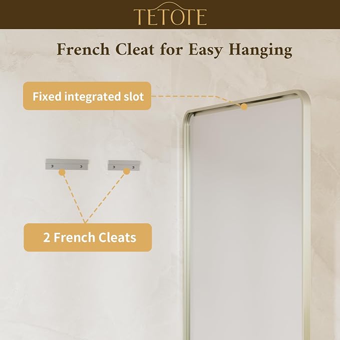 Brushed Nickel Mirrors for Wall 30 x 36 Beveled Edge Tempered Glass, Rounded Corner Rectangle Framed Mirror for Modern Bathroom, Living Room, Bedroom, Entryway
