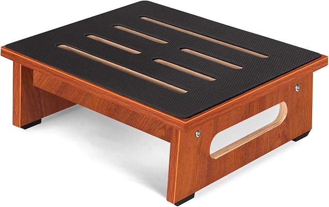One Step Stool for Adults Seniors with Non-Slip Rubber Stepping Surface, Heavy Duty Platform Wooden Step Stool with 450 LBS Capacity Bed Steps for High Beds, Bathroom Bedroom Kitchen & Bedside Support