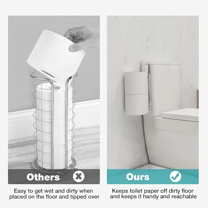Conworld Toilet Paper Holder for 2 Roll Tissue, Over The Tank Toilet Paper Holder, Stainless Steel Rustproof Toilet Paper Storage Wall Mount, for Rv, Bathroom Storage and Organization, Silver, 1 Pack