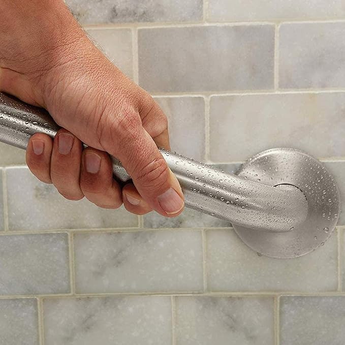 Brushed Nickel Grab Bar 16 Inch, 2 Pack Grab Bars for Bathtub and Shower | 1.25" Diameter, Stainless Steel Bathroom Safety Bar, Handrail for Senior Elderly, Handicap Support Bars, Wall Mounted