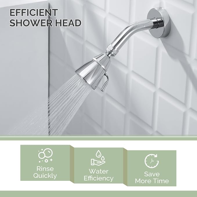 Angle Simple Shower Head High Pressure, Brass Shower Sprayer G 1/2, Chrome | High Flow Rinsing, Swivel Joint to Change Position, Adjustable Lever for Gentle Stream, Use in Bathroom or Outdoor