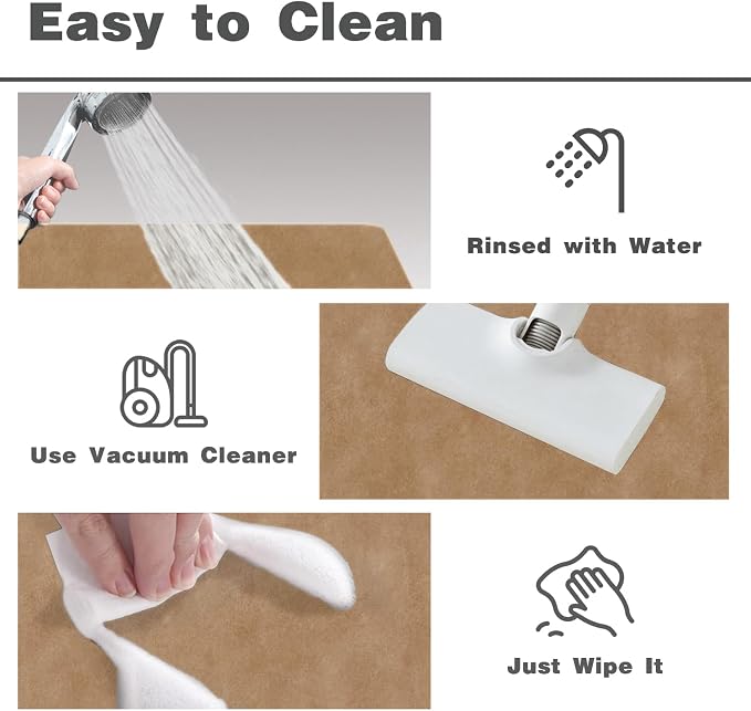 TYUU Toilet Rug, Thin Toilet Rugs U Shaped Washable Non Slip Absorbent Quick Dry Low Pile Toilet Mat, 20"x24" U Shape Camel