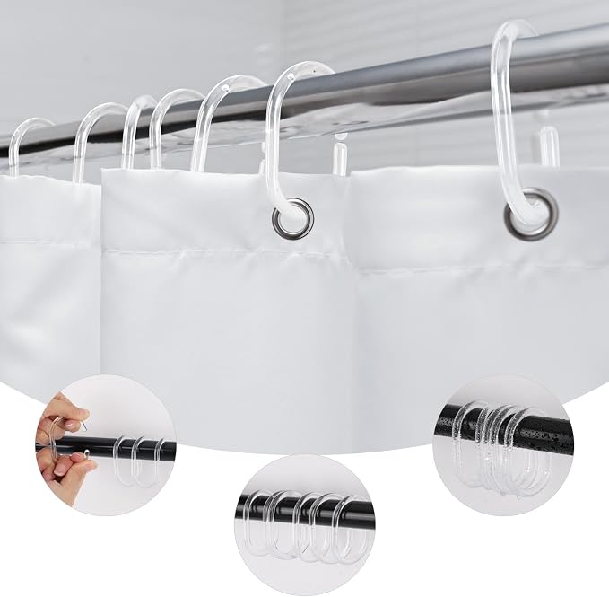 48Pcs Plastic Shower Curtain Hooks C Shaped Shower Curtain Clear Rings
