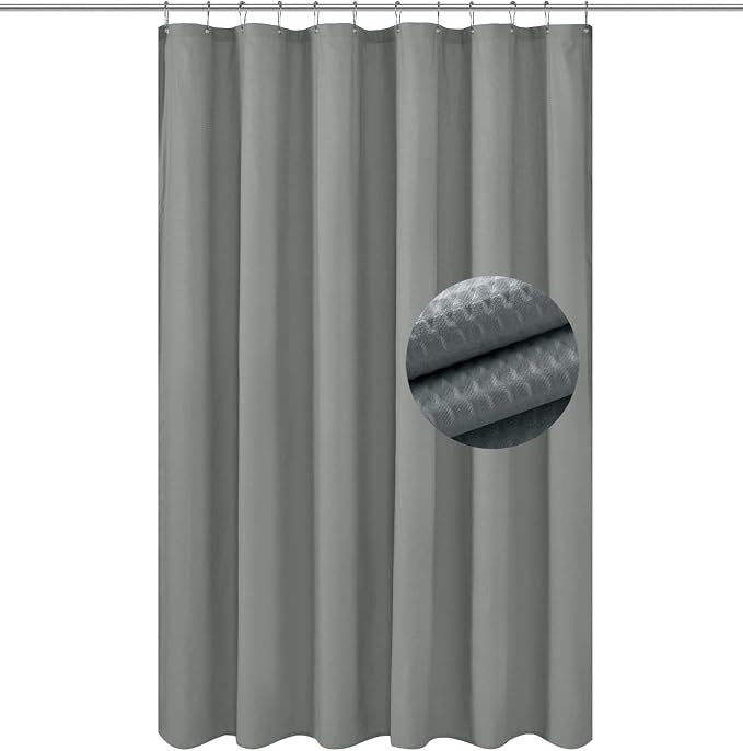 Barossa Design Soft Microfiber Fabric Shower Liner or Curtain Dark Grey | Hotel Quality, Machine Washable, Water Repellent 70W x 72H Lightweight Cloth Shower Curtain for Bathroom/Tub
