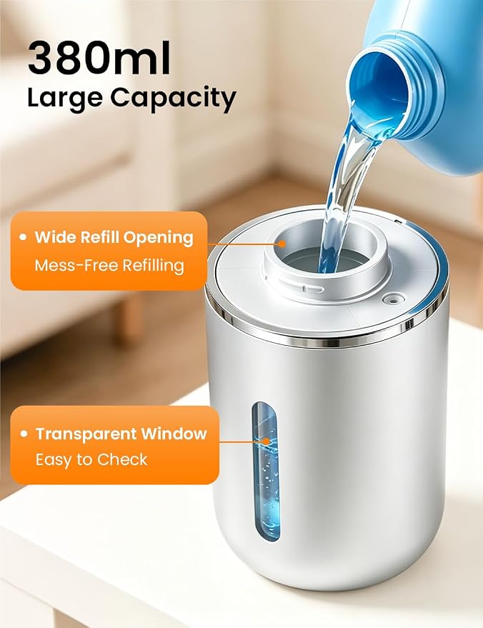 Automatic Soap Dispenser Touchless, Hands-Free, USB Rechargeable Dish Hand Soap Dispenser, 4 Adjustable Volume, Clog-Free for Bathroom Kitchen, Soap Waste Reduction, Easy for Toddlers, Silver
