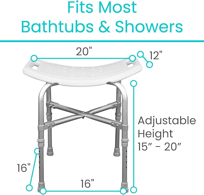 Vive Heavy Duty Bariatric Shower Chair | Bath Stool & Bathtub Seat for Inside Tub Elderly, Seniors, Handicap & Disabled Adults- Non-Slip, Adjustable, Supports 550 lbs