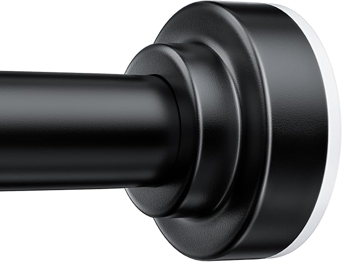 TEECK Shower Curtain Rod, 32-92 inch Adjustable Spring Tension Curtain Rod, Never Rust Anti-Slip Shower Curtain Rod for Bathroom, No Drilling, Never Collapse, Easy to Use, Black