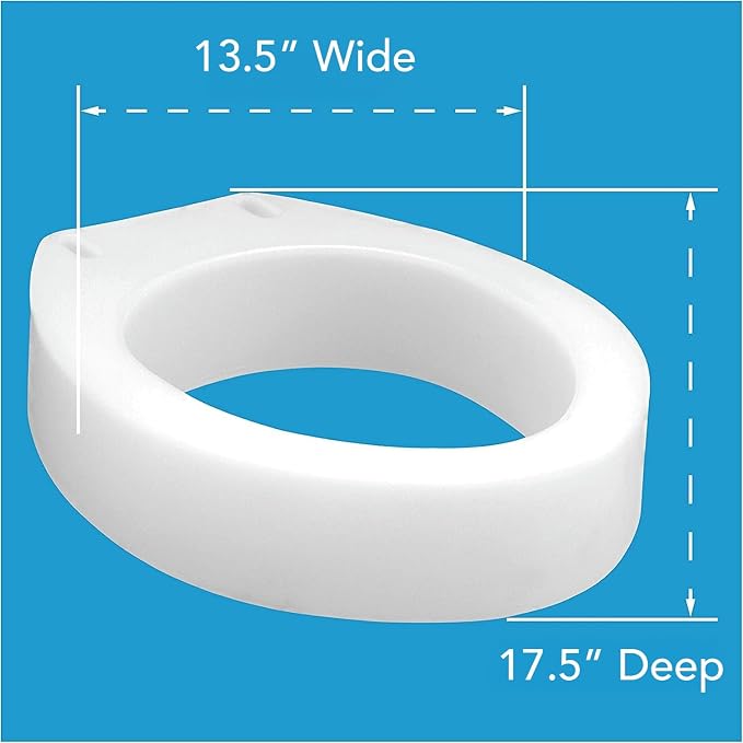 Carex Toilet Seat Riser, Round Raised Toilet Seat Adds 3.5 inches to Toilet Height, for Assistance Bending or Sitting, 300 Pound Weight Capacity Toilet Riser