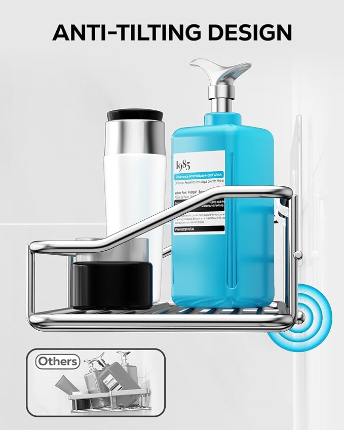 Nieifi Shower Caddy Shelf with Hooks Storage Rack Organizer Adhesive Stainless Steel without Drilling for Bathroom, Lavatory, Washroom, Restroom, Shower, Toilet, Kitchen (Sliver, 3 Pack) | Stainless steel, 3 pack, shower rack, shower organization, with...
