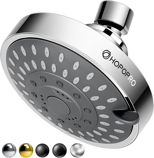 High Pressure Shower Head, HOPOPRO 5-Mode Fixed Showerhead, NBC Recommended | The Washington Post, NBC News, Today TV Show Recommended, Consumer Reports Tested High Flow Fixed Shower Head (4 Inch Chrome)