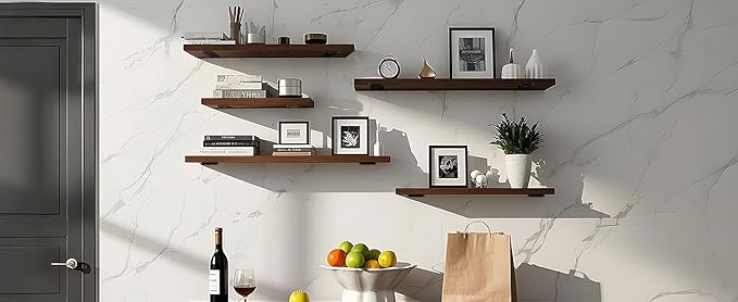 24 Pack - 6 inch Black Hidden L Shelf Bracket (1/5 Inch Thicked) Iron Floating Shelf Brackets Rustic Industrial Metal Brackets for Shelf Support