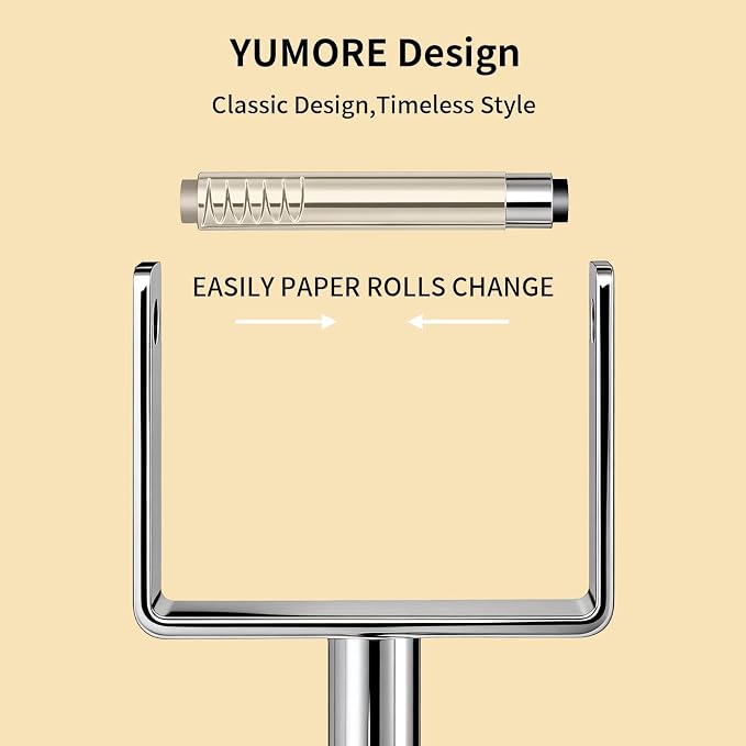 Heavy Duty Toilet Paper Holder Stand, Extra-Weighted Base No Tipping | Stainless Steel Toilet Paper Stand, Free Standing Floor Tissue Roll Holder for Bathroom, Chrome 200UP