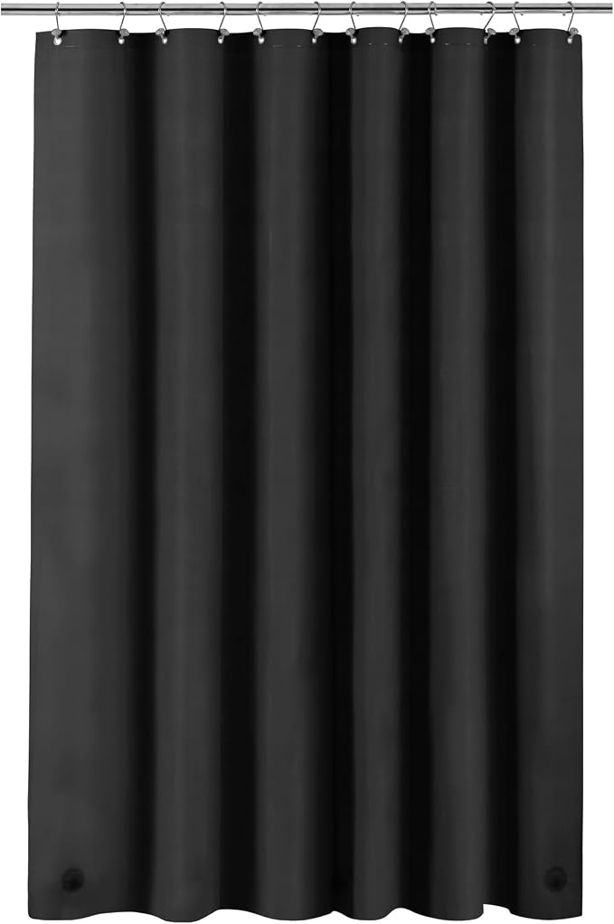 Barossa Design Extra Long Black Shower Curtain Liner with 3 Magnets, 72x84 | Waterproof PEVA, 3 Bottom Magnets, Metal Grommets, Lightweight Plastic Shower Liner XL 72 x 84 Inches for Bathroom/Tub