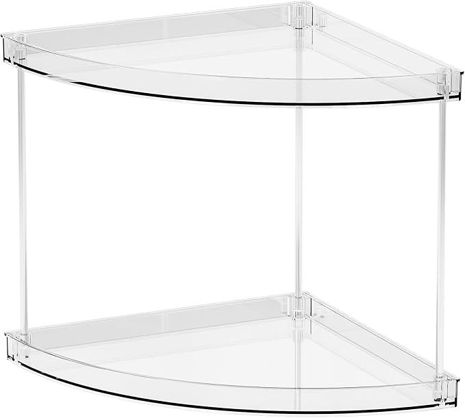 Clear Corner Bathroom Counter Organizer,2Tier Tiered Countertop Corner Shelf for Perfume,Beauty Products,Makeup Organizer,Skincare Organizers,Vanity Storage Tray for Bedroom,Bathroom Sink Shelf