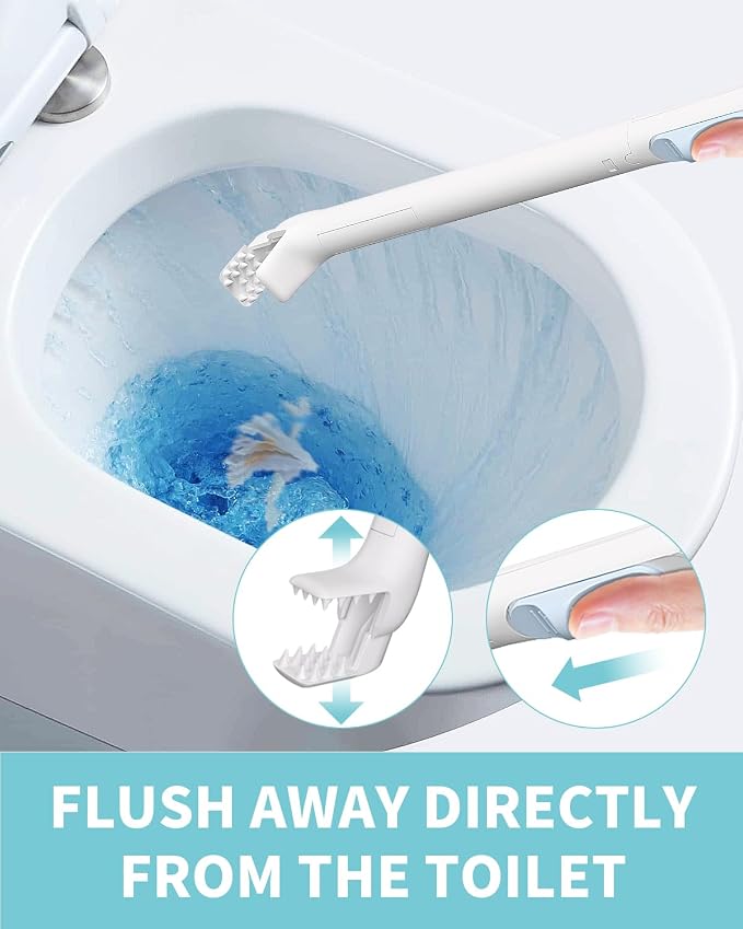 AIR U+ Disposable Toilet Brush Wand for Scrubbing Bubbles Flushable Refills | 24 Count Flushable Refills, Wall Mount Toilet Cleaning System with 1 Toilet Wand + 1 Automatic Visual Caddy