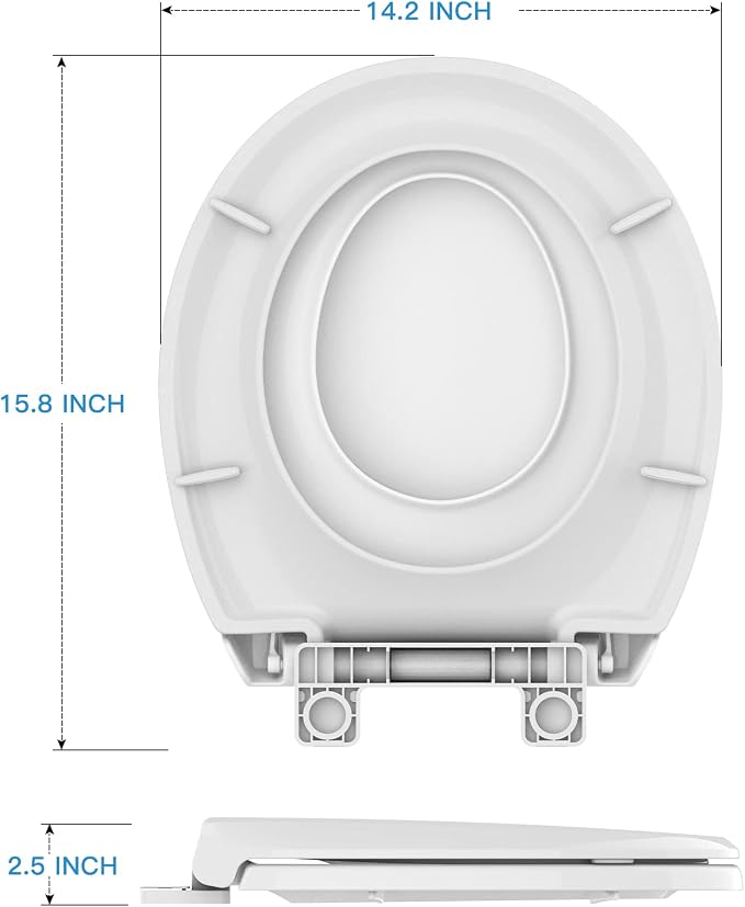 Toilet Seat, Round Toilet Seat with Toddler Seat Built in, Potty Training Toilet Seat Round Fits Both Adult and Child, with Slow Close and Magnets- Round 2 Packs