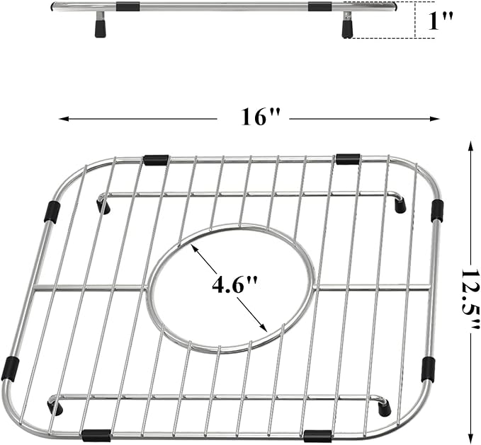 Orgneas Sink Protectors for Single Bowl Kitchen Sink Centered Drain | 304 Premium Stainless Steel Sink Bottom Grid Insert Sink Grate Drying Rack 12.5"x16", 1 Pcs