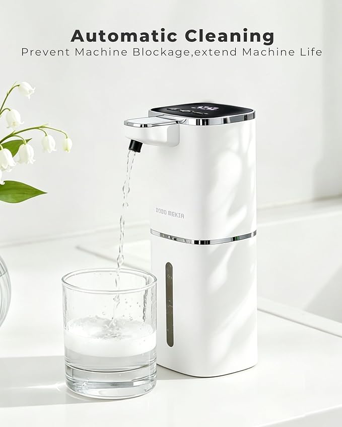 2 Pack Automatic Liquid Soap Dispenser, USB Rechargeable | , 13.5oz/400mL, 9-Adjustable Liquid Levels, IPX5 Waterproof, Touchless & Wall/Tabletop Use for Kitchen Bathroom, White