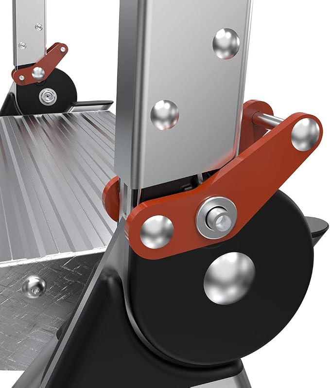 Little Giant Jumbo Step 4-Step Foldable 2.9 ft Aluminum Stool, 11904 | Foldable Aluminum Step Stool, Extra-Wide Stair-Like Treads, Rotating Handrail, Tool Tray, 375 lbs. Weight Capacity
