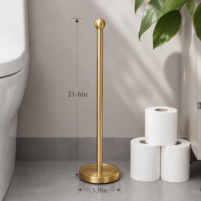 Toilet Paper Holder Stand for Max 5 Paper Rolls - Gold