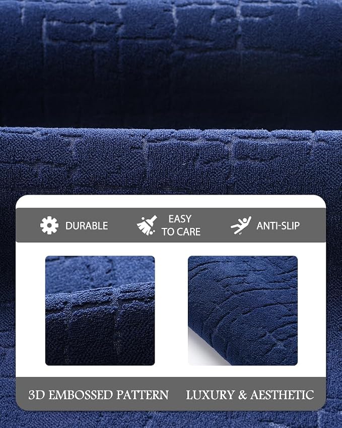 AMOAMI-Bath Mat-Absorbent Quick Dry Bathroom Floor Mats-Washable Rubber Backing Bath Mats for Bathroom Rugs Fit Under Door-Bath Rug for in Front of Sink Bathtub Shower Room, Navy 24''x48''