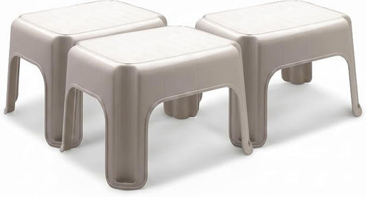 Rubbermaid 3 Pack Lightweight Slip Resistant Roughneck Tough Step Stool, Tan