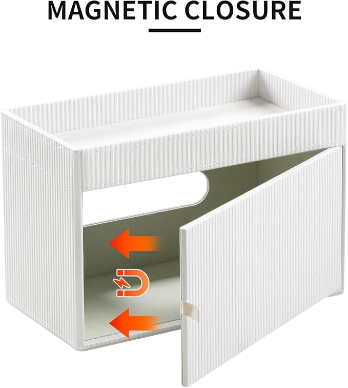 Rectangular Tissue Box Cover PU Leather Tissue Box Holder Rectangle | Magnetic Closure, Storage Tray, For All Full-Size Rectangular Tissue Box, For Bathroom NightStands Office Desk Decorative